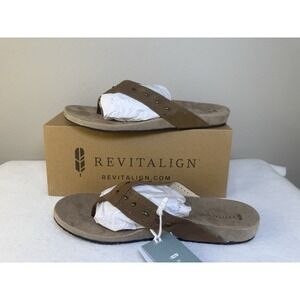 Revitalign Kena Stud Thong Sandals Women's 11B Brown Suede Comfort Flip Flop